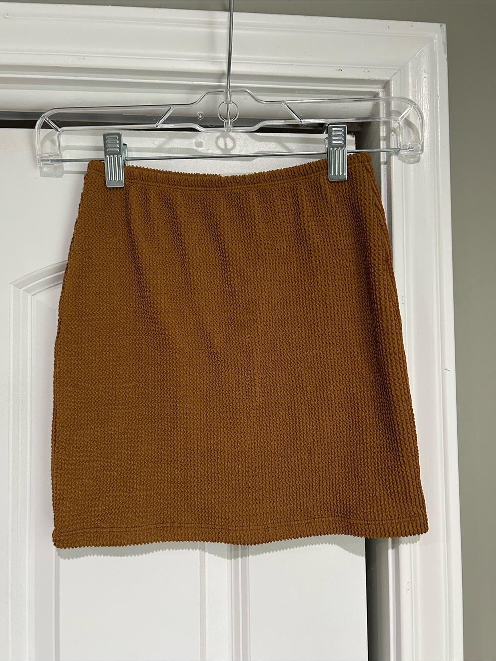Good American Knit Mini Skirt — Rust Brown